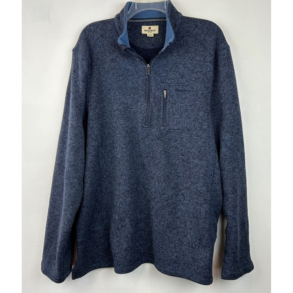 Woolrich Pullover Mens XXL Long Sleeve 1/4 Zip Fleece Blue Heather Read
